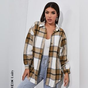 Drop Shoulder Plaid Coat, Good condition